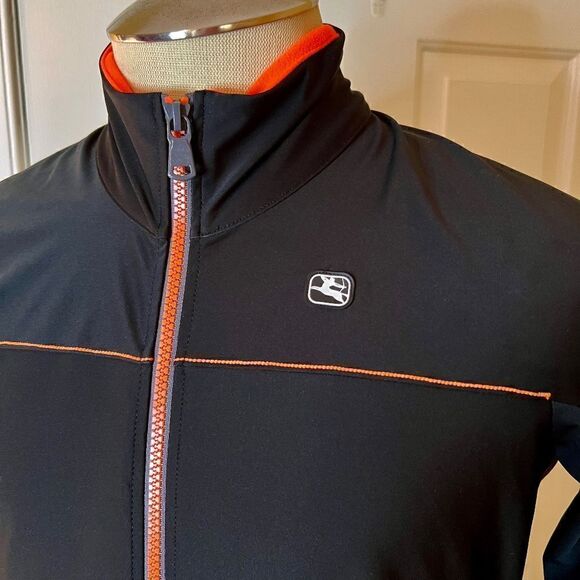 NWOT Men's Giordana Aqua Vento Zip Front Cycling Jersey in Black & Orange MEDIUM - Picture 2 of 8